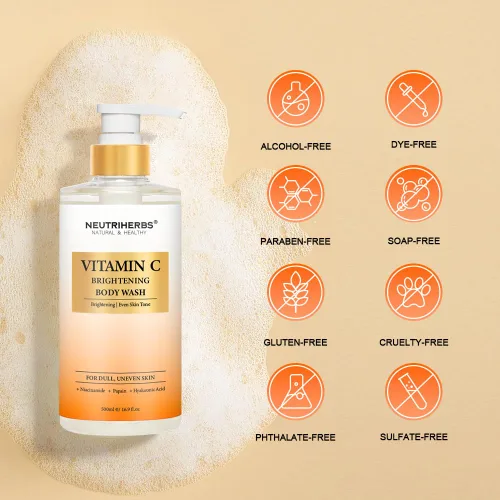 Vista 4 de Neutriherbs Gel de ducha iluminador para piel opaca y desigual, gel de ducha iluminador con vitamina C para mujeres y hombres, jabón de ducha diario
