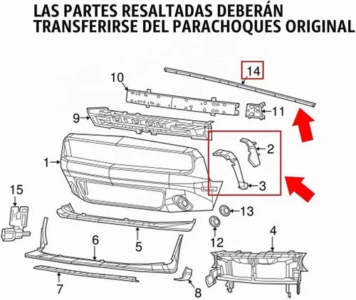 Vista 7 de Funda para parachoques delantero Dodge Challenger 2015-2023 con borde +