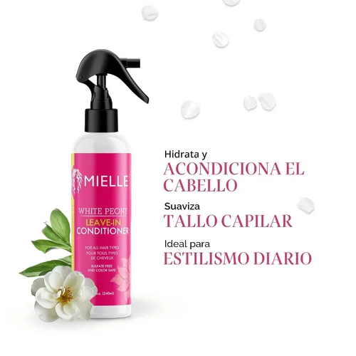 Vista 4 de Mielle Organics Acondicionador sin enjuague de peonías blancas, 8 oz