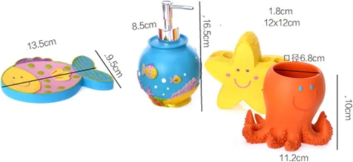 Vista 3 de Conjunto de colección de baño con forma de pez lindo 5 unids material de resina niño como juego de accesorios para el hogar