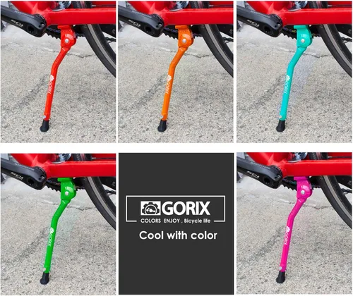 Vista 7 de GORIX Bicicleta Kickstand lateral carretera montaña bicicleta ajustable portátil (GX-KC22AAJ-Z (edición global)) Negro