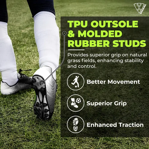 Vista 5 de Vizari USA Stealth - Botines de fútbol para niños y niñas, zapatos deportivos de fútbol para exteriores para niños pequeños, niños grandes, ligeros
