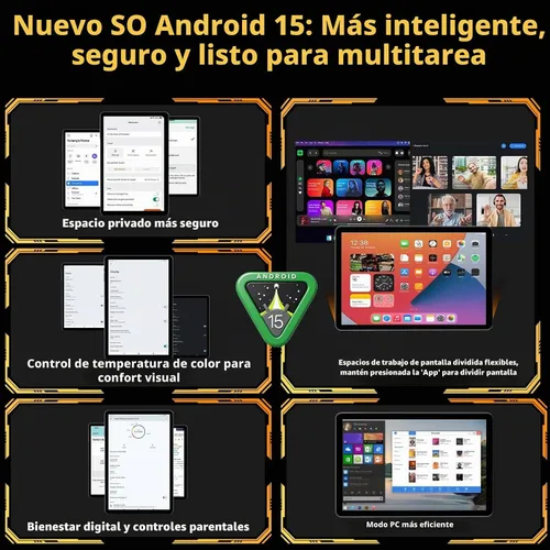 Vista 6 de 2026 Tablet de 10 pulgadas, tableta Android 15 con teclado, 26GB+256GB+2TB Negro