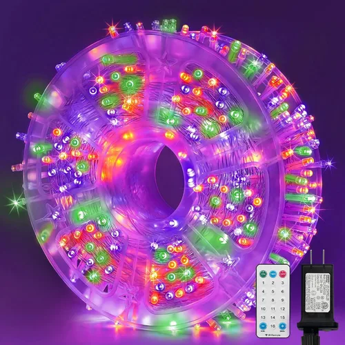 Vista 24 de Guirnalda de 100 luces LED de Pascua de 33 pies enchufables, multicolor pastel, 16 modos de luces parpadeantes, guirnalda de luces impermeables