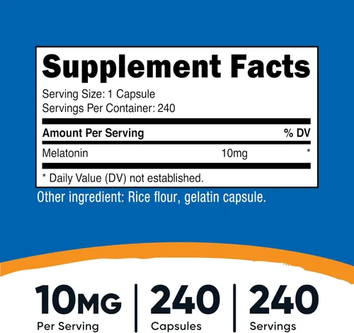 Vista 2 de Nutricost Melatonina 10 mg, 240 cápsulas, sin OMG y sin gluten