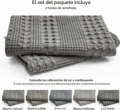 Vista 5 de PHF Fundas de almohada 100% algodón con tejido de gofre de 24 x 24 pulgadas, paquete de 2 fundas cuadradas para decoración elegante del hogar, sin
