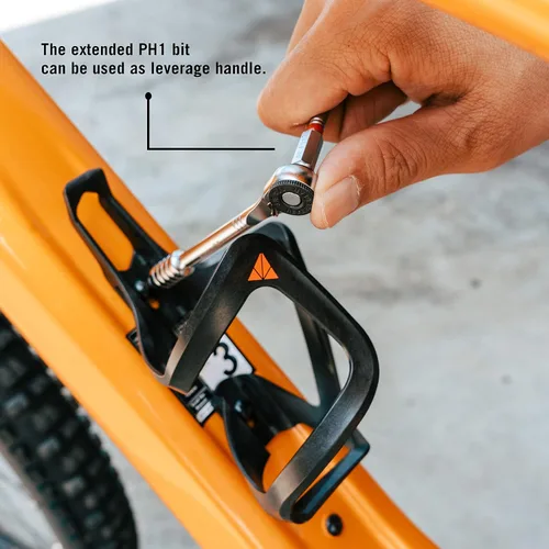 Vista 6 de Granite Stash RT - Multiherramienta para bicicleta de trinquete, 9 bits en dirección de horquilla (negro) Tool kit hidden inside steerer tube, S2