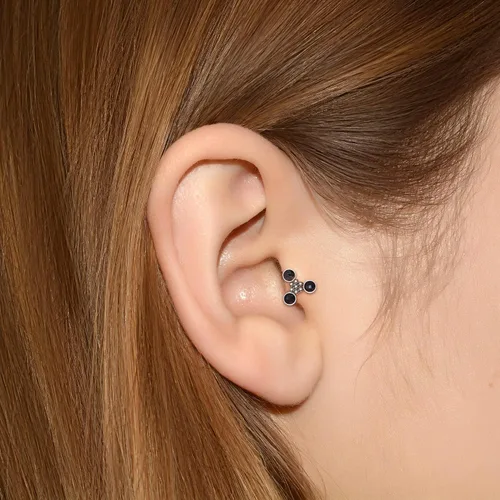 Vista 3 de Cartilage Piercing Jewelry - Cartilage Bar Onyx, Implant Grade Titanium Ear Piercing