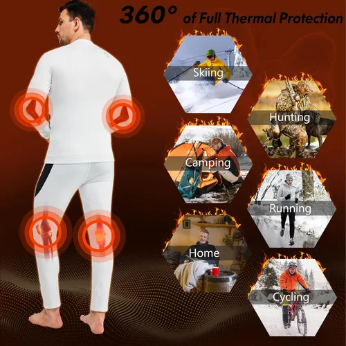 Vista 5 de romision Thermal Underwear for Men 2 Pack Long Johns Fleece Lined Hunting Gear Bottom Top Set Base Layer Cold Weather XS-4XL