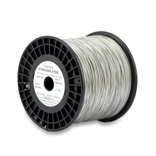 Vista 10 de Alambre de bloqueo, T302/304 de acero inoxidable, NASM20995, MS20995C, ASTM A580 Cond A, AMS5697, 0.020 pulg (0.51 mm), 1 lb (0.45 kg) Lata