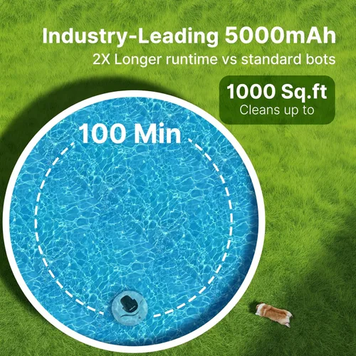 Vista 8 de Aspiradora inalámbrica profesional para piscina: sistema avanzado de doble unidad, duración de la batería de 100 minutos, navegación inteligente