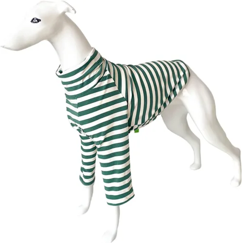 Vista 10 de Greyhound Clothes - Overol básico de algodón suave con cuello alto y rayas, chaleco de manga larga, pijama elástico para perro galgo, Whippet Negro