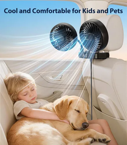 Vista 4 de Ventilador USB de manguera 360 para asiento de coche, bebé, niños Negro