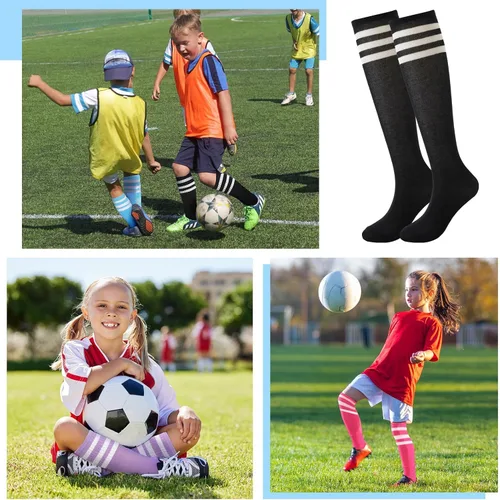 Vista 8 de BONANGEL Kids Soccer Socks 6-8 Years Old, Boys Girls Knee High Athletic Sports Football Baseball Socks 8-10 10-12 Years