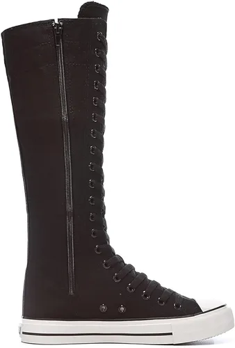 Vista 5 de Zapatillas altas de lona con cordones hasta la rodilla para mujer