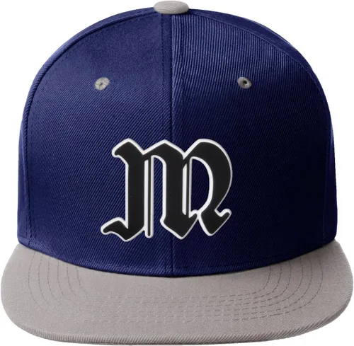Vista 674 de Daxton Gorra clásica con visera de billete plano con letras del alfabeto inglés antiguo de la A a la Z