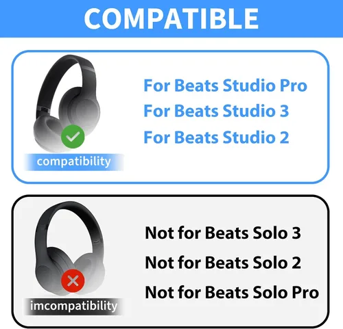 Vista 2 de Adhiper - Funda para diadema para Beats Studio Pro y Studio 3, color negro Fundas de silicona suave para auriculares Bose QuietComfort Ultra