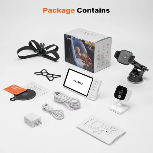 Vista 8 de A2C Cámara inalámbrica para automóvil de bebé, monitor de bebé alimentado por USB para asiento trasero y hogar, pantalla
