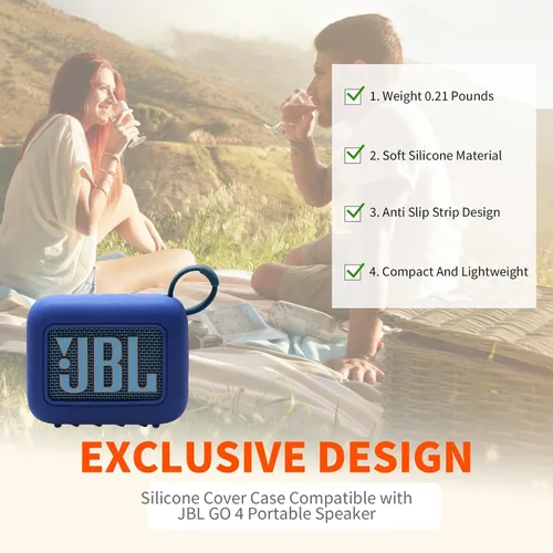 Vista 7 de LTGEM - Funda compatible con altavoces JBL GO 4, silicona suave para altavoces JBL GO 4, color negro