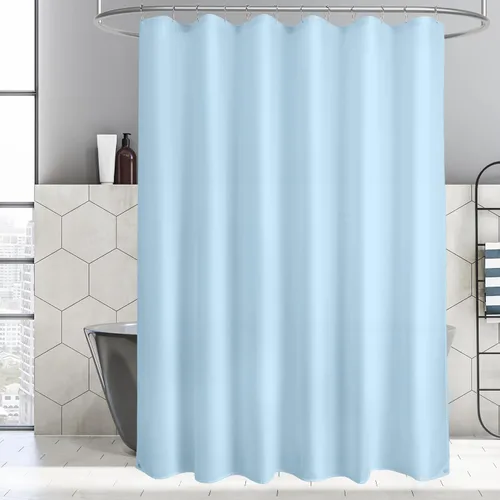 Vista 2 de Titanker Forro de cortina de ducha de tela, azul bebé, impermeable, ligero, lavable a máquina, 70 x 72 pulgadas