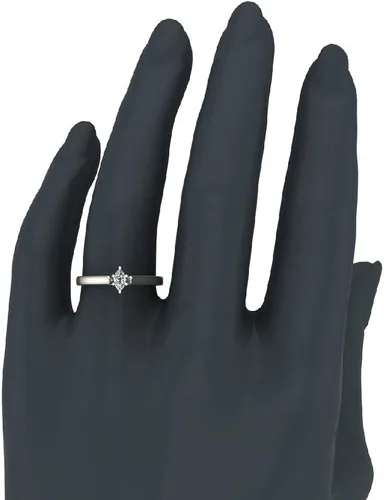 Vista 2 de Anillo de compromiso de diamante de corte marquesa para mujer, oro de 14 quilates de 38 quilates, engaste solitario de 6 puntas (G,VS2)