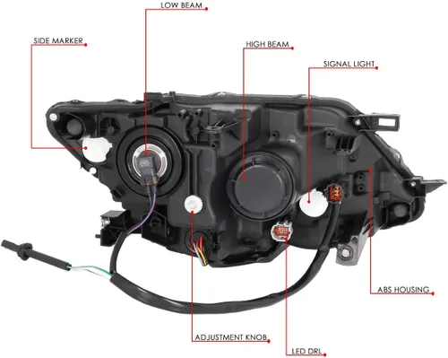 Vista 6 de Auto Dynasty - Conjunto de faros delanteros LED DRL compatibles con Nissan Rogue 2014 2015 2016, par de lámparas halógenas de repuesto con barra