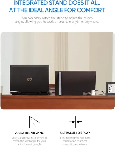 Vista 5 de ARZOPA Soporte para Monitor Portátil con Base, Monitor Portátil Ultradelgado de 14.0" para Laptop FHD 1080P Pantalla Externa con Altavoces Duales