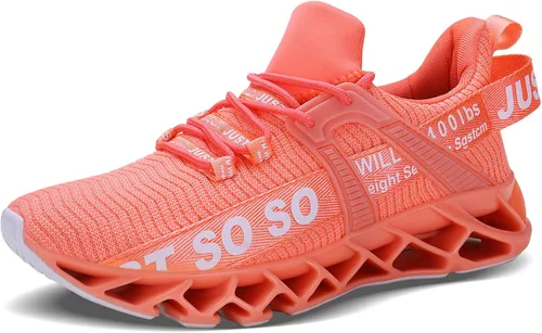 Vista 2 de UMYOGO Tenis deportivos antideslizantes para mujer tipo hoja para caminar 1 blanco
