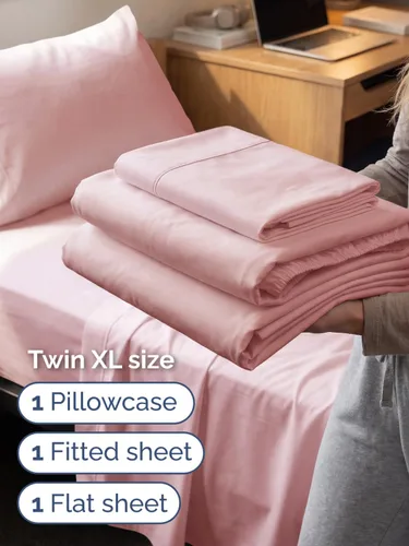 Vista 721 de Extra Deep Twin XL Sheet Set - 3 Piece College Dorm Room - White 01-Blanco