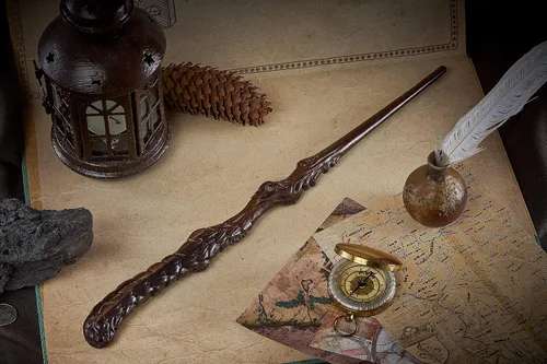Vista 5 de Handicraftviet Phoenix's Tail Wand, Hand – Carved Wooden Wizard Wands for Magical Adventure, 15In Wood Wands for Child and Adult, Great Party