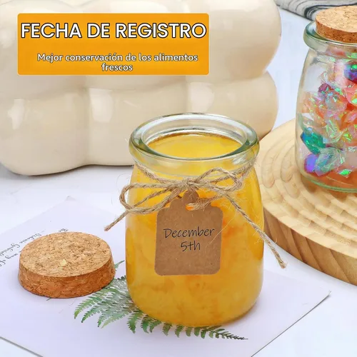Vista 6 de Recipientes de yogur con tapas de corcho, 6 piezas, tarros de vidrio de 7 onzas con tapas