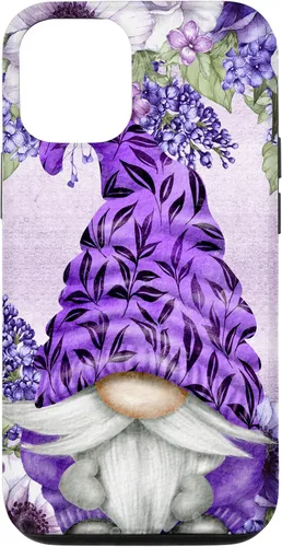 Vista 26 de Funda estética para iPhone 16 con diseño de anémonas de gnomo morado y lavanda