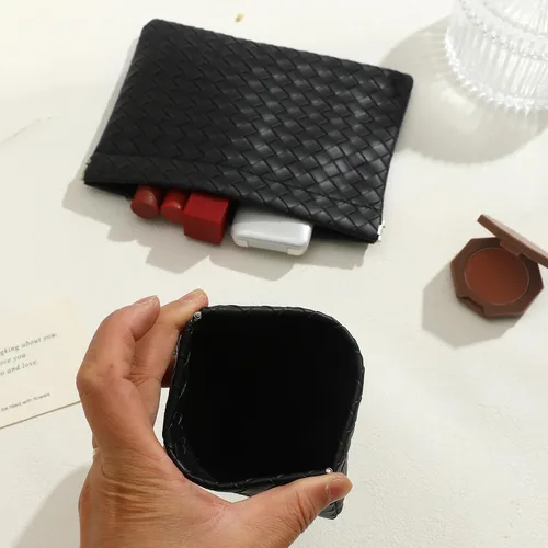 Vista 3 de LYDZTION Juego de 2 bolsas de maquillaje impermeables para mujer, bolsa de cosméticos a cuadros, bolsa de aseo de viaje, organizador de bolsa