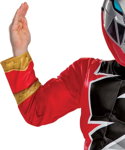 Vista 4 de Disfraz de Ranger rojo para niños, disfraz oficial de lujo Dino Fury Power Ranger