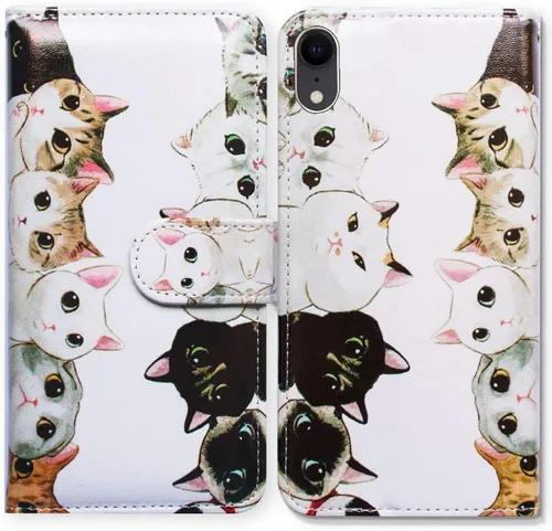 Vista 23 de Bcov Funda para iPhone XR, funda de piel con tapa y función atril para iPhone XR