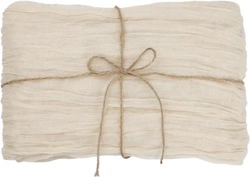 Vista 4 de LuoluoHouse Beige Gauze Table Runner 17x120 Inch Summer Boho Cheesecloth Runner Fabric for Wedding Reception Party Decor Bridal Shower Bulk Table