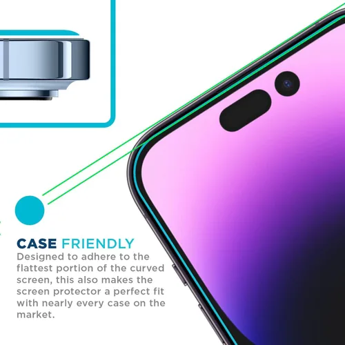 Vista 4 de Tech Armor - Protector de pantalla para iPhone 14 Pro 6.1, vidrio balístico, paquete de 3 9H tempered Hard, case-friendly fit, guided installation