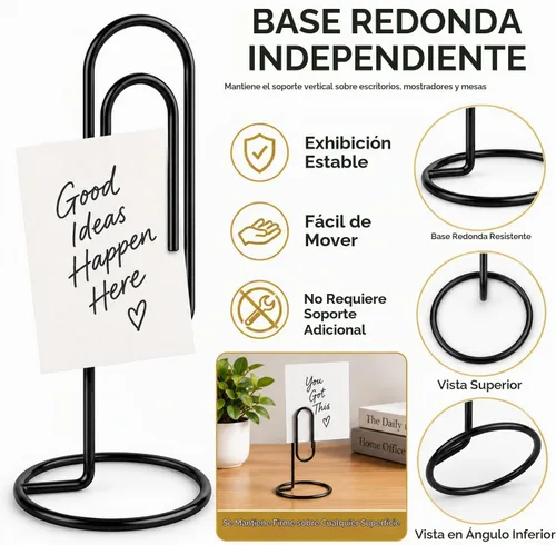 Vista 4 de Soporte para notas de escritorio, 4 piezas de clip de papel de escritorio jumbo, soporte para tarjetas de mesa, soporte de oficina, soporte de 4