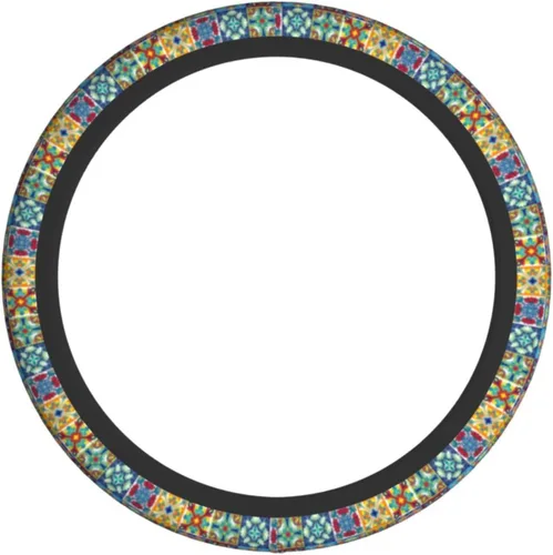 Vista 2 de Funda para Volante de Azulejos Mexicanos Coloridos Accesorios de Automóvil Lindos para Mujeres Niñas Femenino Universal 15 Pulgadas Neopreno