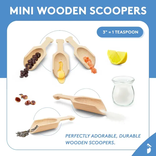 Vista 5 de Cucharas pequeñas de madera para recipientes de alimentos y tarros, cucharadita medidora, mini cuchara de café de madera para café molido, sales