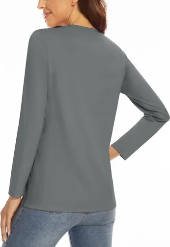 Vista 5 de MAGCOMSEN Camisas de manga larga UPF 50+ para mujer, protección solar SPF Ateltic, camisetas de secado rápido