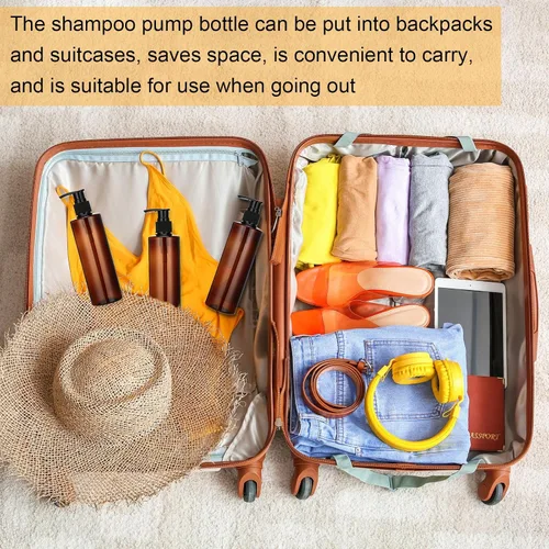 Vista 6 de Thyle 20 botellas dispensadoras de plástico recargables de 8 onzas, contenedor de loción a granel, contenedor de viaje con bloqueo de viaje