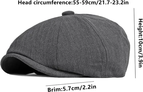 Vista 7 de DIYDECAL Gorra de Newsboy para hombre, 8 paneles, mezcla de algodón, sombrero de golf plano Ivy Gatsby Cabbie Gris oscuro