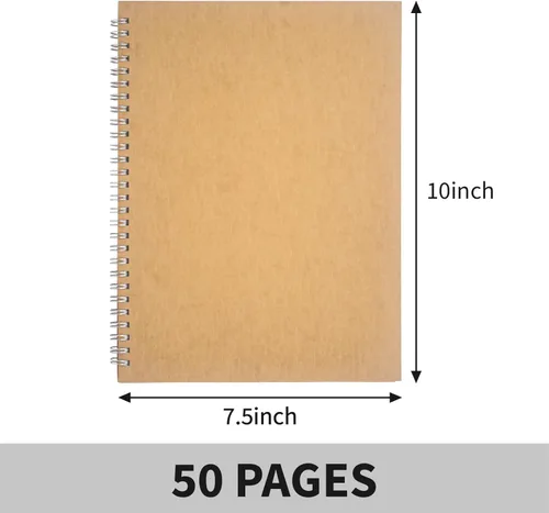 Vista 2 de DSTELIN Cuaderno de espiral en blanco de 10 pulgadas x 7.5 pulgadas, 100 GSM, paquete de 2, tapa suave, cuaderno de bocetos, 100 páginas/50 hojas