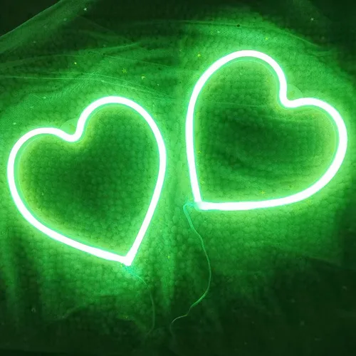 Vista 13 de 2 letreros de neón de corazón de San Valentín, funciona con pilas, luces LED de neón rosa, decoración de pared para dormitorio, cocina, puerta, 2rosa