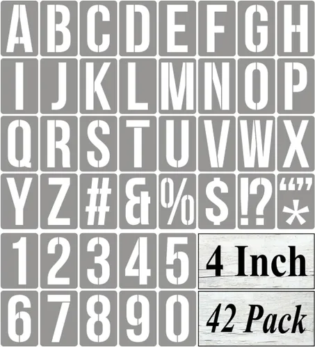 Vista 14 de Plantillas de letras del alfabeto de 1 pulgada para pintar, paquete de 42 plantillas de letras y números con letreros para pintar sobre madera