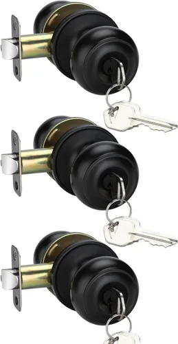 Vista 44 de Goldenwarm Pomos de puerta de paso de bronce champán, 1 paquete de pomos para puerta de armario interior, juego de perillas de puerta de paso
