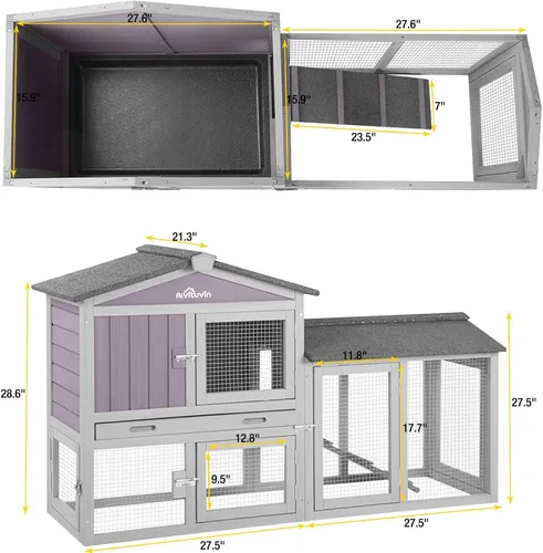 Vista 5 de Aivituvin Chicken Coop - Jaula de interior expandible para conejo, pollo pequeño, codorniz, pato, 57 pulgadas de largo