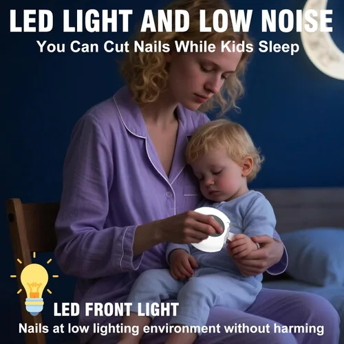 Vista 3 de Cortauñas eléctrico 3 en 1, cortaúñas eléctrico portátil para personas mayores con luz LED, recortador de uñas eléctrico automático de 3