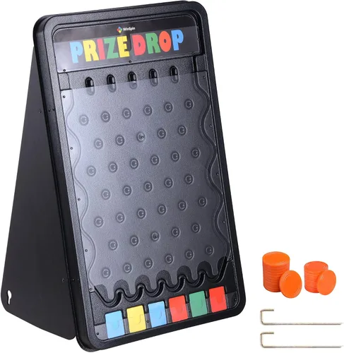 Vista 10 de WinSpin tablero de premios plegable de 30" con soporte en forma de disco, juego de caída de discos personalizable de 6 ranuras con 10 discos